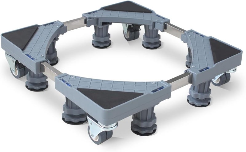 Maxworks Washing Machine Base Stand with 4 Locking Wheels & 8 Strong Feet, Adjustable Flat Dolly Cart Mobile Base for Washer, Dryer, Refrigerator, Furniture and Appliance - 660 lbs Capacity - Image 1